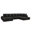 Image de Bobochic canapé panoramique convertible coffre everest tissu texturé noir angle gauche EVEREST