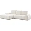 Image de Bobochic canapé d'angle convertible coffre everest tissu texturé blanc angle gauche EVEREST