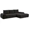 Image de Bobochic canapé d'angle convertible coffre everest tissu texturé noir angle droit EVEREST