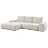 Image de Bobochic canapé d'angle convertible coffre everest tissu chiné blanc angle gauche EVEREST