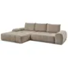 Image de Bobochic canapé d'angle convertible coffre everest tissu chiné taupe angle gauche EVEREST
