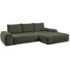 Image de Bobochic canapé d'angle convertible coffre everest tissu chiné vert angle droit EVEREST