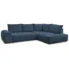 Image de Bobochic canapé d'angle l convertible coffre everest tissu chiné bleu foncé angle droit EVEREST