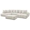 Image de Bobochic canapé panoramique convertible coffre everest tissu chiné avec pouf blanc angle droit EVEREST