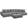 Image de Bobochic canapé panoramique convertible coffre everest tissu chiné avec pouf gris foncé angle gauche EVEREST