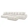 Image de Bobochic canapé panoramique convertible coffre everest tissu texturé avec pouf blanc angle droit EVEREST