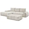 Image de Bobochic canapé d'angle convertible coffre everest tissu texturé avec pouf beige angle gauche EVEREST