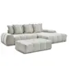 Image de Bobochic canapé d'angle convertible coffre everest tissu texturé avec pouf gris clair angle droit EVEREST