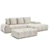 Image de Bobochic canapé d'angle convertible coffre everest tissu texturé avec pouf beige angle droit EVEREST