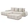 Image de Bobochic canapé d'angle convertible coffre everest tissu texturé avec pouf beige angle gauche EVEREST