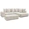 Image de Bobochic canapé d'angle l convertible coffre everest tissu chiné avec pouf blanc angle droit EVEREST