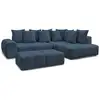 Image de Bobochic canapé d'angle l convertible coffre everest tissu chiné avec pouf bleu foncé angle droit EVEREST