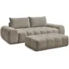 Image de Bobochic canapé droit convertible coffre everest tissu chiné avec pouf taupe EVEREST