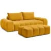 Image de Bobochic canapé droit convertible coffre everest tissu texturé avec pouf jaune EVEREST
