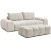 Image de Bobochic canapé droit convertible coffre everest tissu texturé avec pouf beige EVEREST