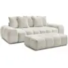 Image de Bobochic canapé droit convertible coffre everest tissu chiné avec pouf blanc EVEREST