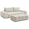 Image de Bobochic canapé droit fixe 3 places everest tissu texturé avec pouf beige EVEREST