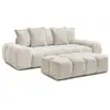 Image de Bobochic canapé droit fixe 3 places everest tissu texturé avec pouf beige EVEREST