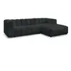Image de Bobochic canapé d'angle fixe talia tissu chiné noir angle droit TALIA