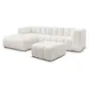 Image de Bobochic canapé d'angle fixe talia tissu chiné avec pouf blanc angle gauche TALIA