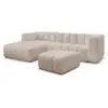 Image de Bobochic canapé d'angle fixe talia tissu chiné avec pouf beige angle gauche TALIA