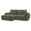 Image de Bobochic canapé d'angle convertible coffre roxelane tissu bouclette vert angle gauche ROXELANE