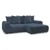 Image de Bobochic canapé d'angle convertible coffre roxelane tissu chiné bleu foncé angle droit ROXELANE