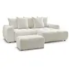 Image de Bobochic canapé d'angle convertible coffre roxelane tissu chiné avec pouf blanc angle droit ROXELANE
