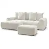 Image de Bobochic canapé d'angle convertible coffre roxelane tissu chiné avec pouf blanc angle gauche ROXELANE