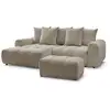Image de Bobochic canapé d'angle convertible coffre roxelane tissu chiné avec pouf taupe angle gauche ROXELANE