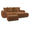 Image de Bobochic canapé d'angle convertible coffre roxelane tissu chiné avec pouf orange angle droit ROXELANE