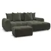 Image de Bobochic canapé d'angle convertible coffre roxelane tissu chiné avec pouf vert angle droit ROXELANE