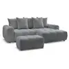 Image de Bobochic canapé d'angle convertible coffre roxelane tissu chiné avec pouf gris foncé angle droit ROXELANE