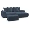 Image de Bobochic canapé d'angle convertible coffre roxelane tissu chiné avec pouf bleu foncé angle droit ROXELANE