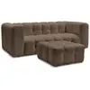 Image de Bobochic canapé droit fixe 3 places cloud tissu mesh avec pouf marron CLOUD