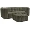 Image de Bobochic canapé droit fixe 3 places cloud tissu mesh avec pouf vert CLOUD