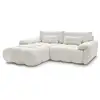 Image de Bobochic canapé d'angle fixe ivane tissu texturé blanc angle gauche IVANE