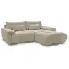 Image de Bobochic canapé d'angle fixe ivane tissu texturé beige angle droit IVANE