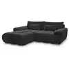 Image de Bobochic canapé d'angle fixe ivane tissu texturé noir angle gauche IVANE