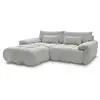 Image de Bobochic canapé d'angle fixe ivane tissu texturé gris clair angle gauche IVANE