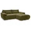 Image de Bobochic canapé d'angle fixe ivane tissu texturé vert angle droit IVANE
