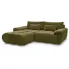 Image de Bobochic canapé d'angle fixe ivane tissu texturé vert angle gauche IVANE