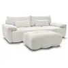 Image de Bobochic canapé droit fixe 3 places ivane tissu texturé avec pouf blanc IVANE