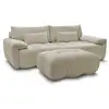 Image de Bobochic canapé droit fixe 3 places ivane tissu texturé avec pouf beige IVANE