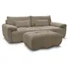 Image de Bobochic canapé droit fixe 3 places ivane tissu texturé avec pouf taupe IVANE