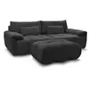 Image de Bobochic canapé droit fixe 3 places ivane tissu texturé avec pouf noir IVANE