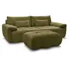 Image de Bobochic canapé droit fixe 3 places ivane tissu texturé avec pouf vert IVANE
