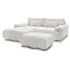 Image de Bobochic canapé d'angle fixe ivane tissu texturé avec pouf blanc angle gauche IVANE