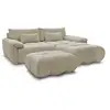 Image de Bobochic canapé d'angle fixe ivane tissu texturé avec pouf beige angle droit IVANE