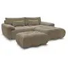 Image de Bobochic canapé d'angle fixe ivane tissu texturé avec pouf taupe angle droit IVANE